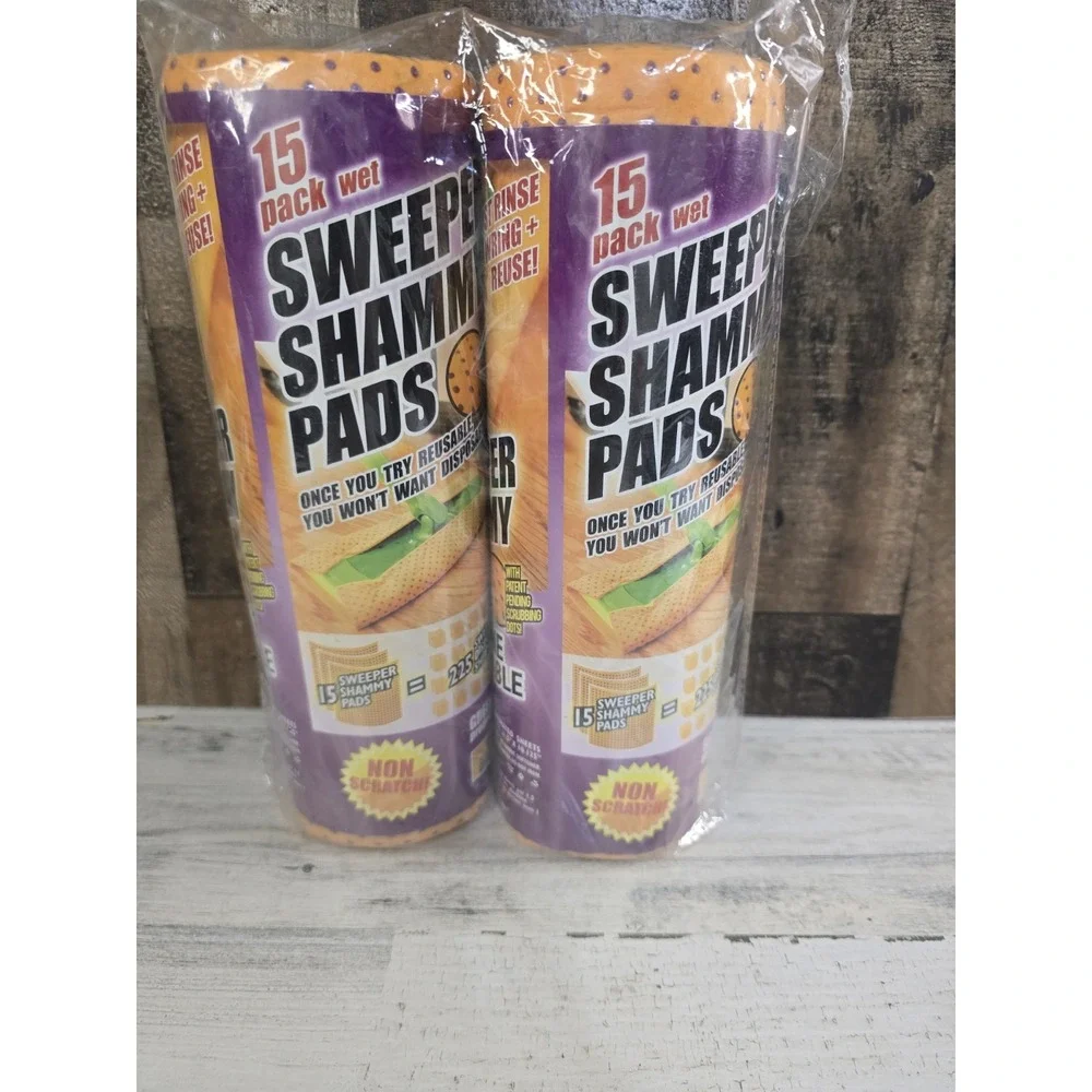 The Original Shammy Sweeper Shammy Pads 2 Rolls 30ct Reusable Washable Orange